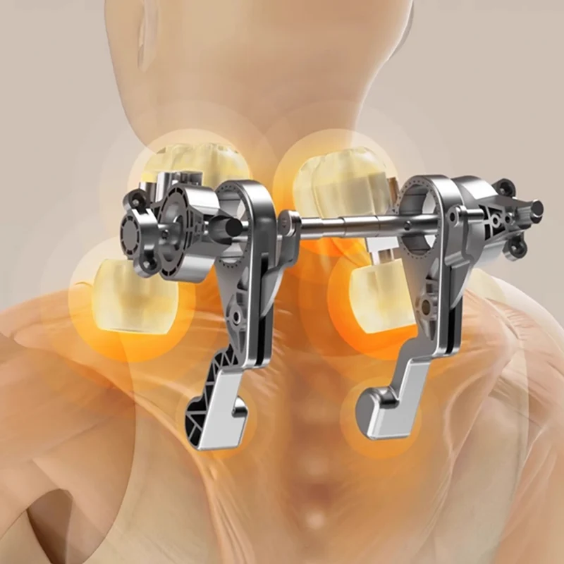 Massageredskap för axlar och nacke. Shiatsu, 5D-imiterade händer, 6 massagehuvuden, 3 lägen, 3 hastigheter, sladdlös, USB-C-laddningsport NACK- & SKULDERMASSAGER