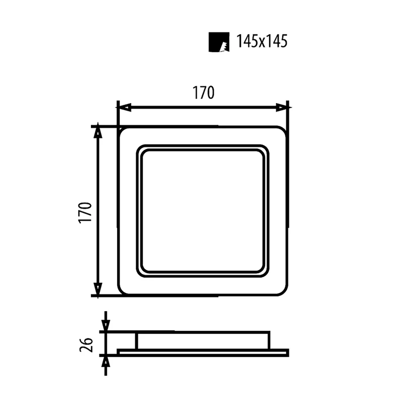 5x Maclean LED-takpanel, infälld SLIM, 18W, neutralvit 4000K, 170*170*26mm, 1900lm, MCE374 S
