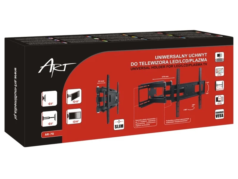 ART - TV-Fäste För TV LED / LCD / Plasma 23-55" 45kg AR-70 - Svart