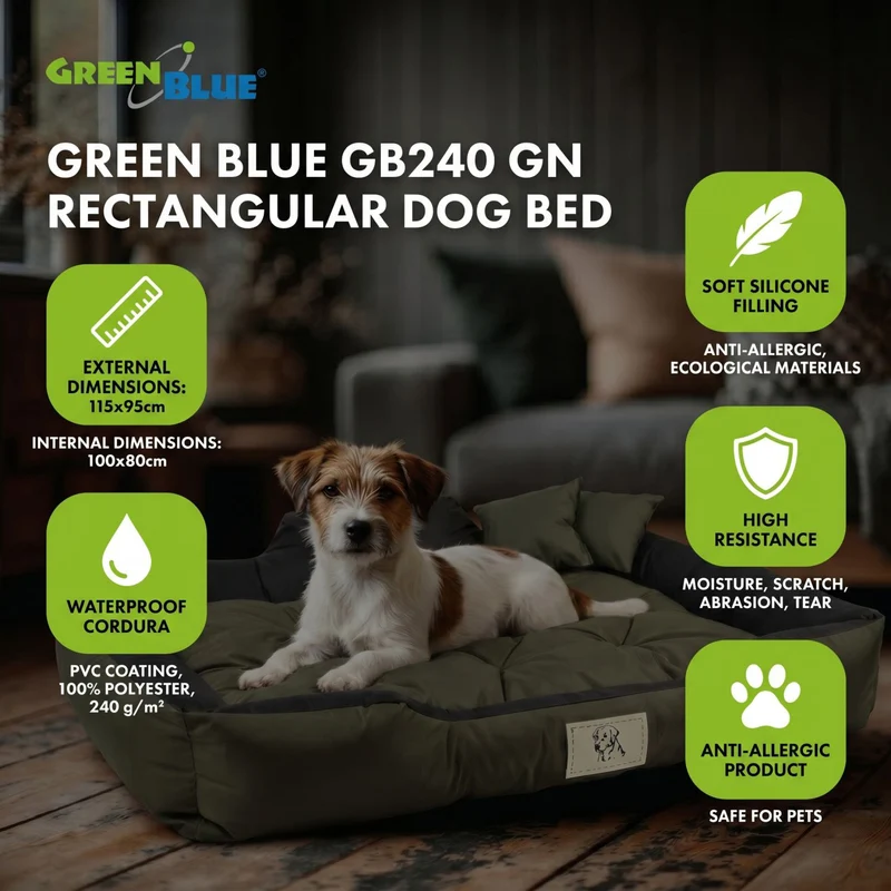 GreenBlue-säng, grön, rektangulär, yttermått 115 x 95 cm, innermått 100 x 80 cm GB240 GN