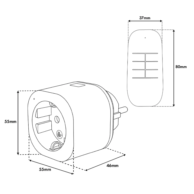 GreenBlue fjärrstyrda eluttag, 3 st, programmerbara, räckvidd upp till 30 m, 220–240 V AC, 50/60 Hz, 16 A, 433 MHz, GB313 F