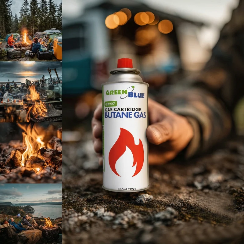 28 gaspatroner à 227 g GreenBlue. Certifikat: Pi 0875, uppfyller standarden EN417, butan, användningstemperatur -10 °C till +40 °C, GB227