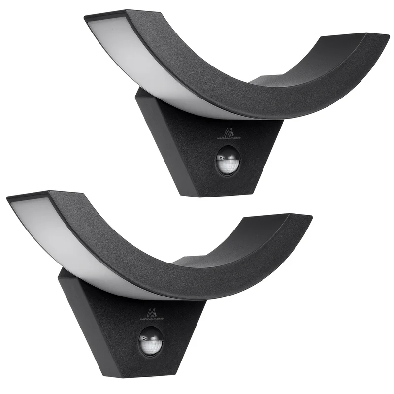 Maclean LED-lampa med rörelsesensor, infraröd rörelsesensor, svart, 10 W, IP54, 800 lm, MCE290 B, 2 st