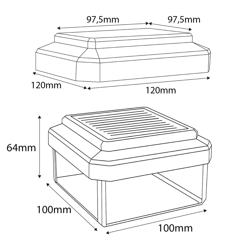 GreenBlue solcellsdriven LED-stolplampa, 100x100 mm, kuplock, 3200 K, GB128 WW