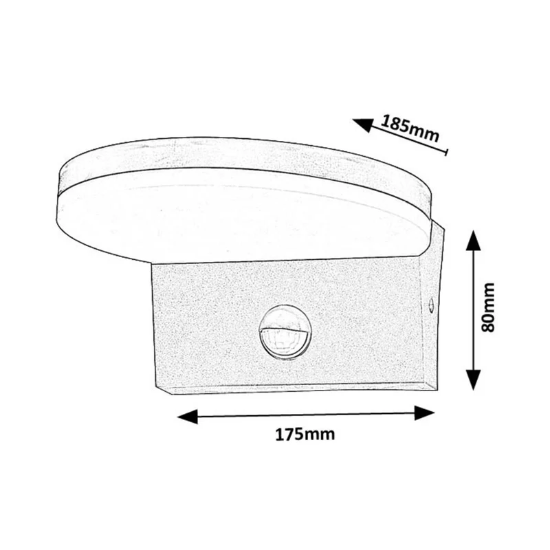 Rabalux vägglampa för utomhusbruk, rörelsesensor, 9W, svart, Batida