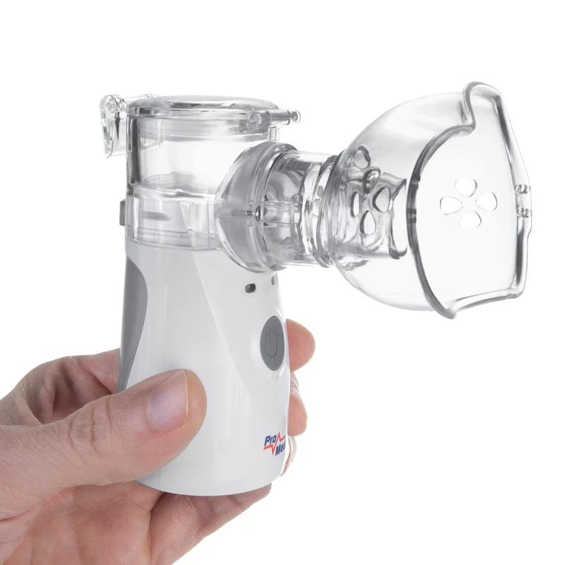 Promedix bärbar / handhållen sladdlös nebulisator inhalator, kit, masker, PR-835 + 2x Medicinska masker CE EN 14683:2019 - kit - blå färg 10 delar Promedix PR-280 BFE>98%.