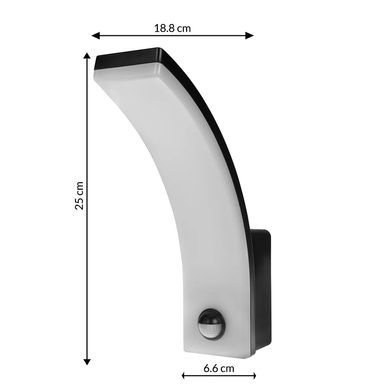 Maclean rörelsesensor LED-lampa, PIR rörelsesensor, svart, 20W, IP65, 2000lm, neutralvit (4000K) MCE512 B, 2 st