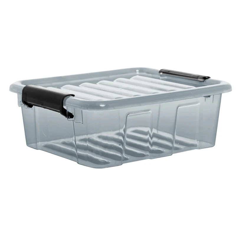 Kärl med lock Plast Team Home Box 1,6 liter transparent grå