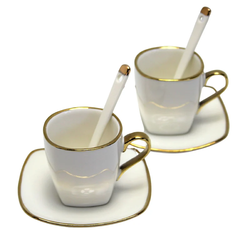 Espressokoppar porslinsset med tallrikar Queen Isabell W23GD06-06464