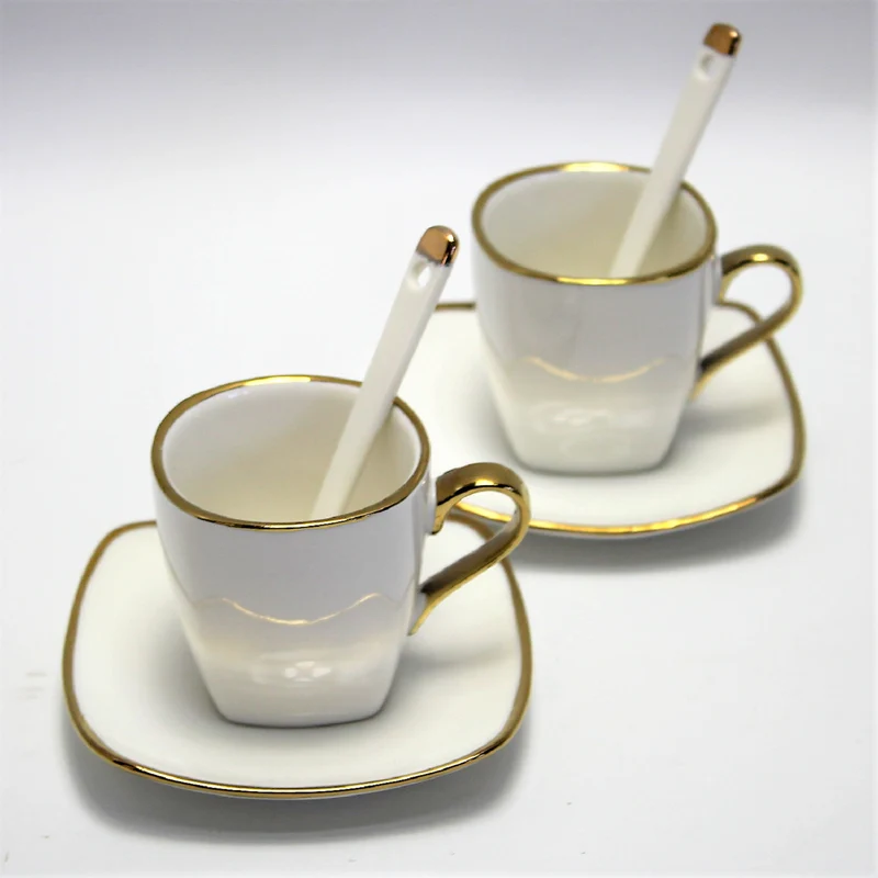 Espressokoppar porslinsset med tallrikar Queen Isabell W23GD06-06464