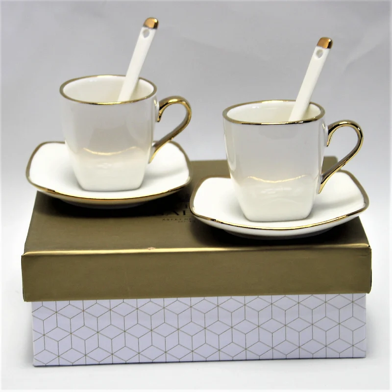 Espressokoppar porslinsset med tallrikar Queen Isabell W23GD06-06464