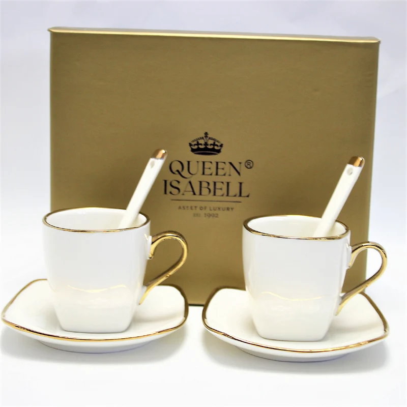 Espressokoppar porslinsset med tallrikar Queen Isabell W23GD06-06464