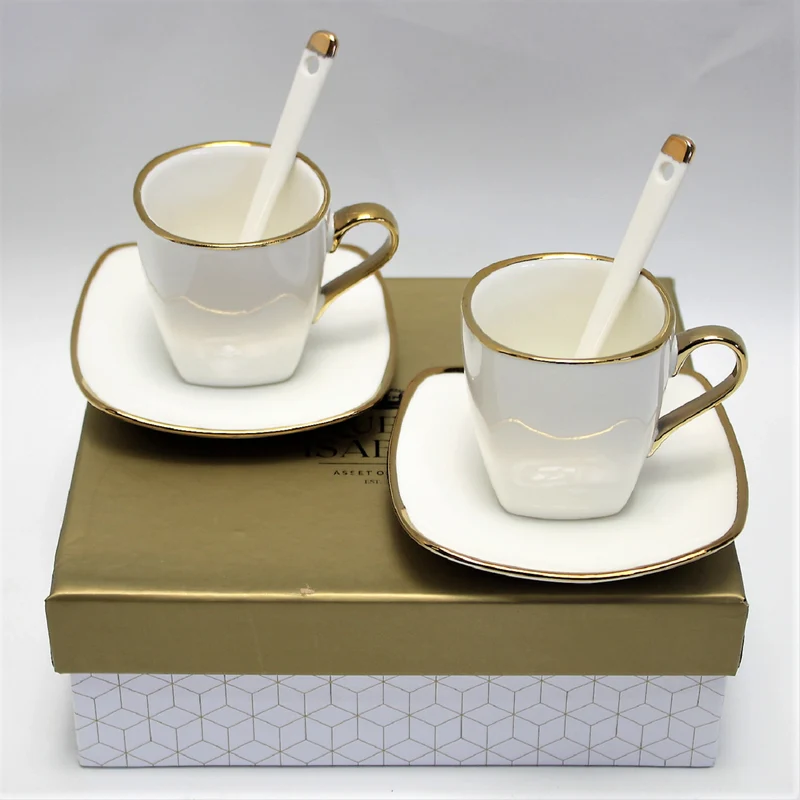 Espressokoppar porslinsset med tallrikar Queen Isabell W23GD06-06464