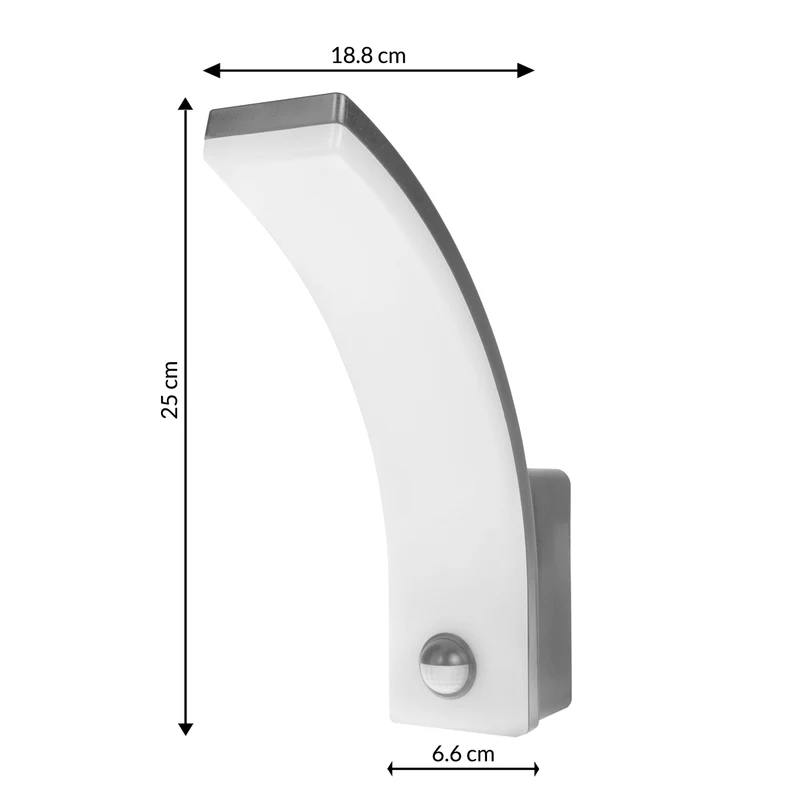 Maclean rörelsesensor LED-lampa, PIR rörelsesensor, grå, 20W, IP65, 2000lm, neutralvit (4000K) MCE512 GR, 2 st