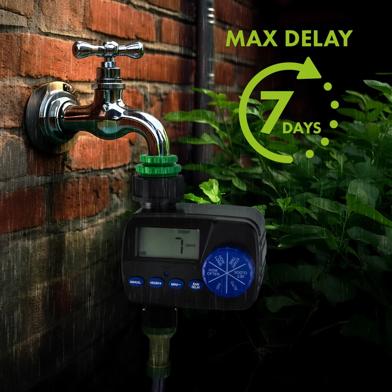 GreenBlue elektronisk bevattningsregulator, programmerare, strömförsörjning 2x1,5V AA, GB390
