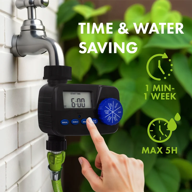 GreenBlue elektronisk bevattningsregulator, programmerare, strömförsörjning 2x1,5V AA, GB390