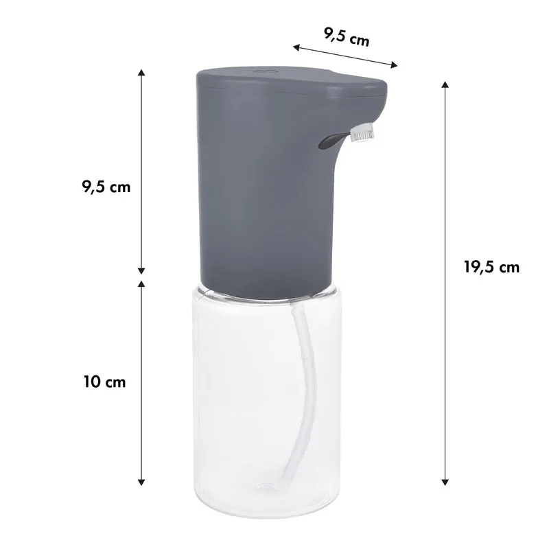 Promedix automatisk dispenser, dispenserbehållare för flytande tvål, desinfektionsvätskor, 300ml, 4xAA, grå, PR-540 GR