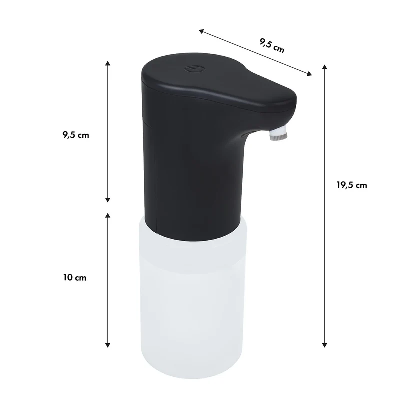 Promedix automatisk dispenser, dispenserbehållare för flytande tvål, desinfektionsvätskor, 300ml, 4xAA, svart, PR-540 B