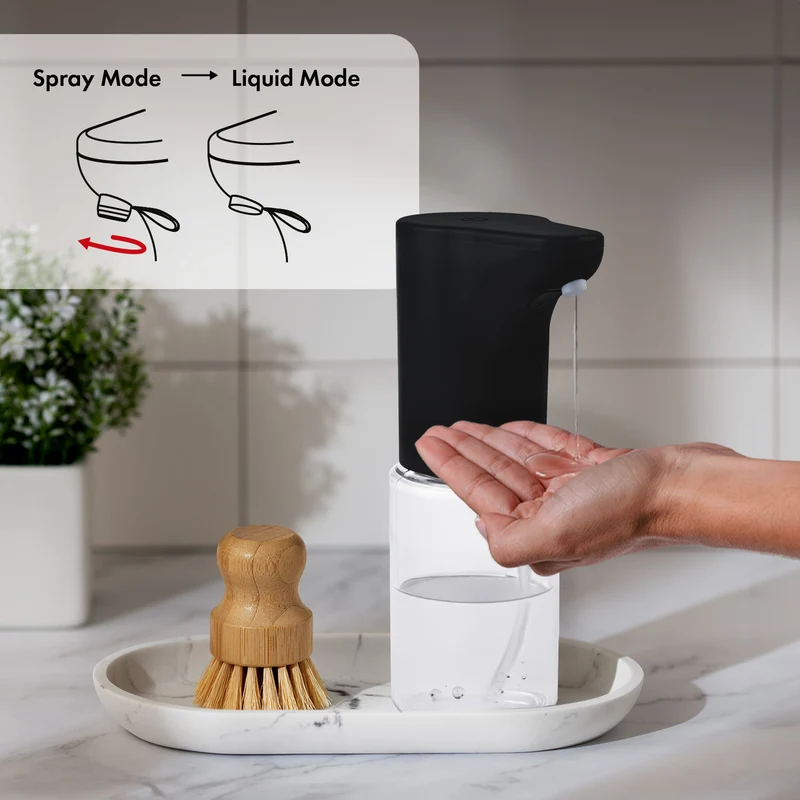 Promedix automatisk dispenser, dispenserbehållare för flytande tvål, desinfektionsvätskor, 300ml, 4xAA, svart, PR-540 B