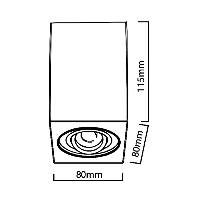 Maclean tub / utanpåliggande armatur, strålkastare, halogen, fyrkantig, aluminium, glödlampa 5W GU10, 80x80x115mm, svart färg, MCE426 B +