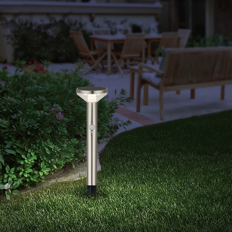 Maclean Solar LED-lampa, med sensor, 3 lägen, plug-in, Li-ion 18650, IP44, 3,7V, 1200 mAh, matt krom, MCE465 C/M, 8 st