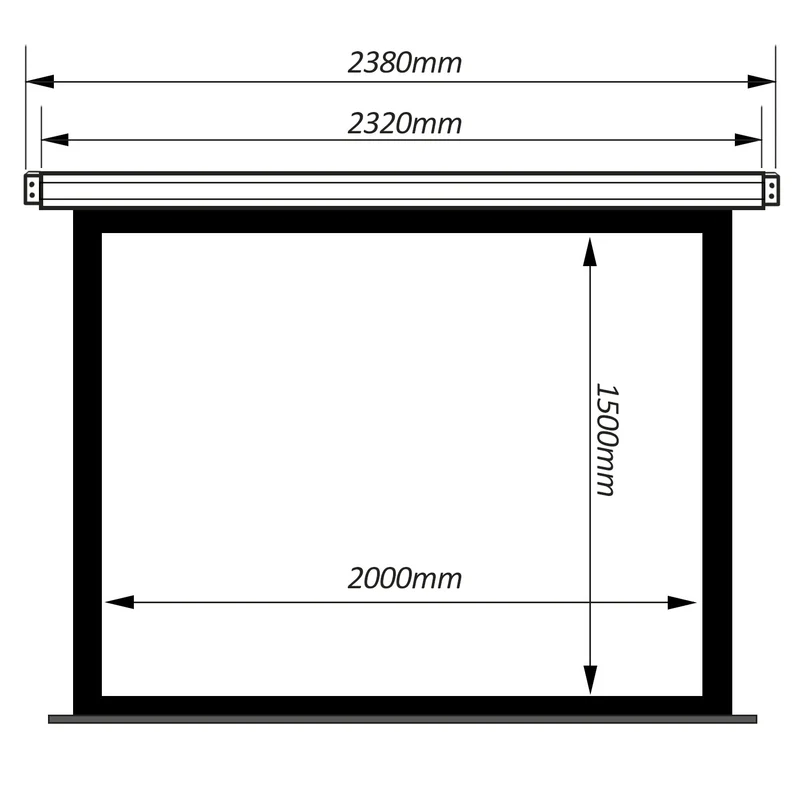 Maclean projektionsduk, elektrisk, vägg- eller takmontering, 100 tum, 200 x 150 cm, 4:3, MC-592