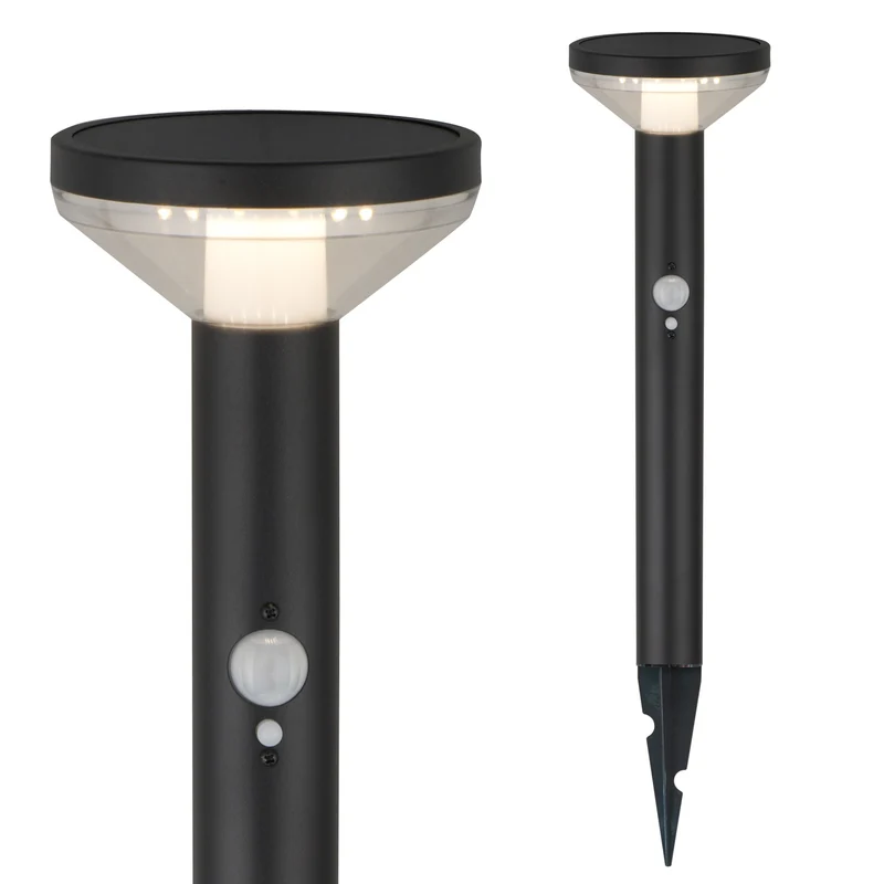 Maclean Solar LED-lampa, med sensor, 3 lägen, plug-in, Li-ion 18650, IP44, 3,7V, 1200 mAh, svart, MCE465 B, 6 st