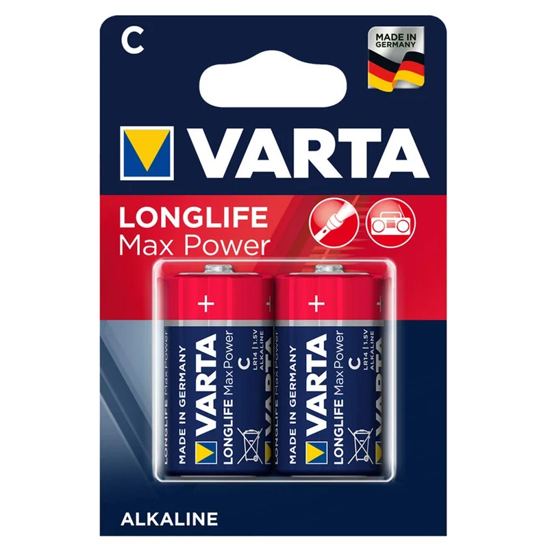 Alkaliska batterier 2x Varta Longlife Max Power R14
