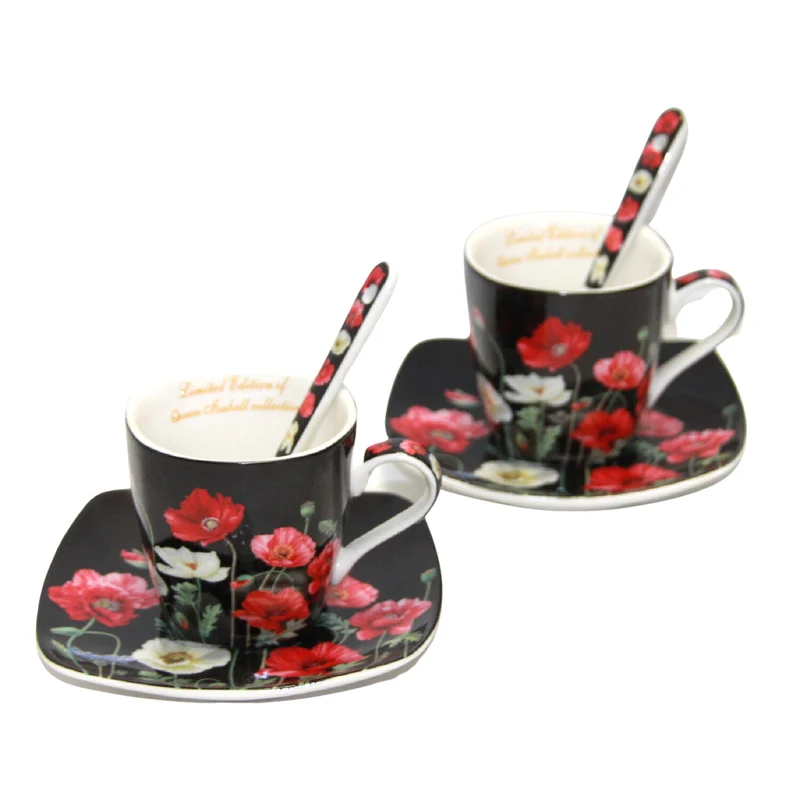 Espressokoppar porslinsset med tallrikar Queen Isabell W9PB06-09510