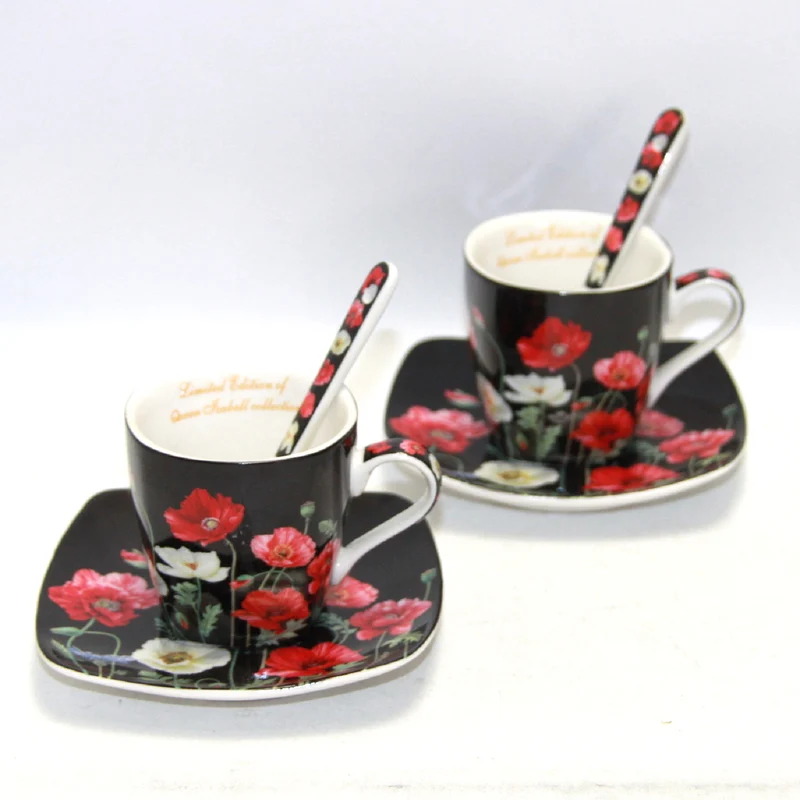 Espressokoppar porslinsset med tallrikar Queen Isabell W9PB06-09510
