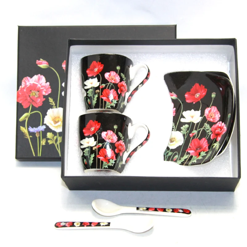 Espressokoppar porslinsset med tallrikar Queen Isabell W9PB06-09510