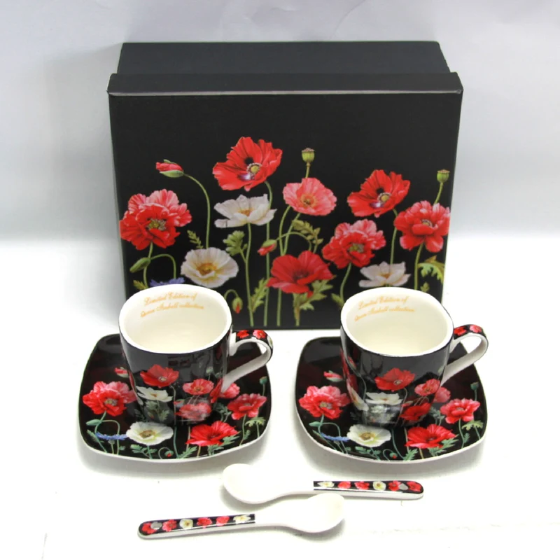Espressokoppar porslinsset med tallrikar Queen Isabell W9PB06-09510