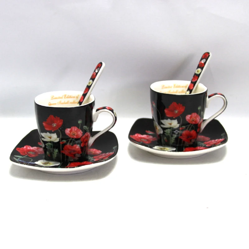Espressokoppar porslinsset med tallrikar Queen Isabell W9PB06-09510