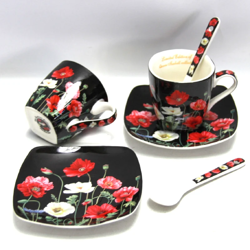 Espressokoppar porslinsset med tallrikar Queen Isabell W9PB06-09510