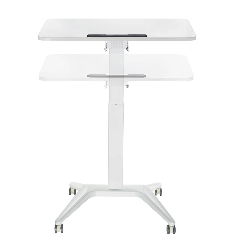 Maclean mobilt laptopbord, vitt, pneumatisk höjdjustering, 80x52cm, max 8kg, 109cm h, MC-453W