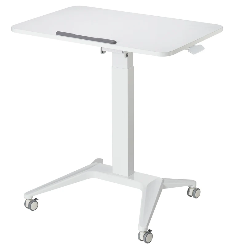 Maclean mobilt laptopbord, vitt, pneumatisk höjdjustering, 80x52cm, max 8kg, 109cm h, MC-453W