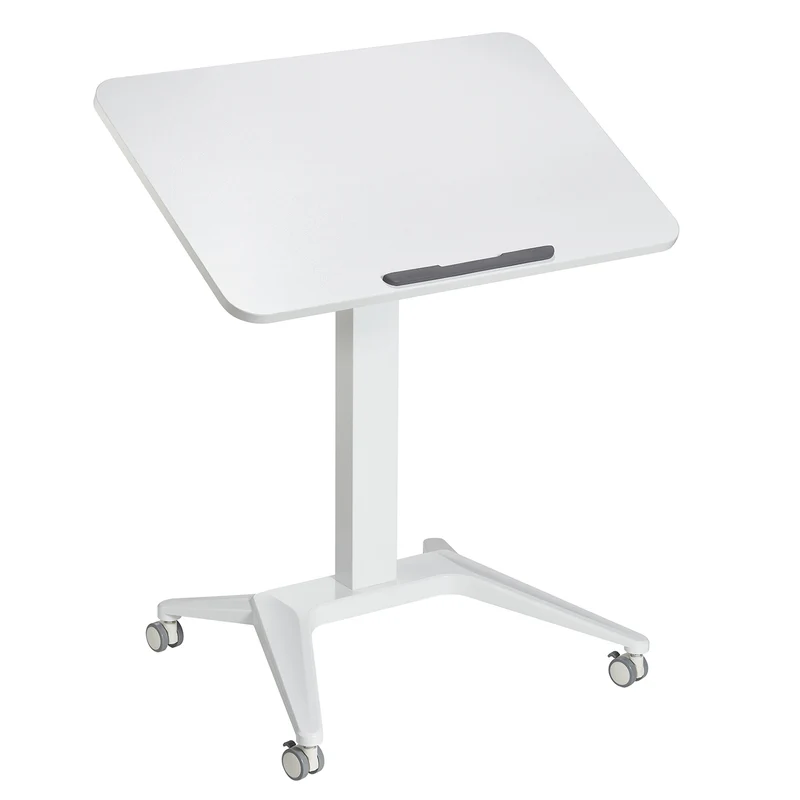 Maclean mobilt laptopbord, vitt, pneumatisk höjdjustering, 80x52cm, max 8kg, 109cm h, MC-453W
