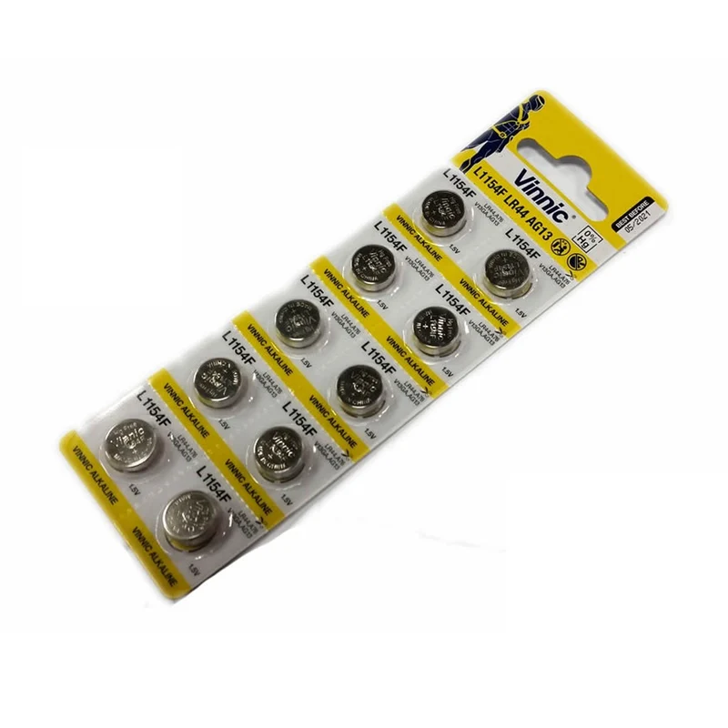 10 x alkaliskt batteri ag13 lr44 l1154 vinnic a76 för leksaker