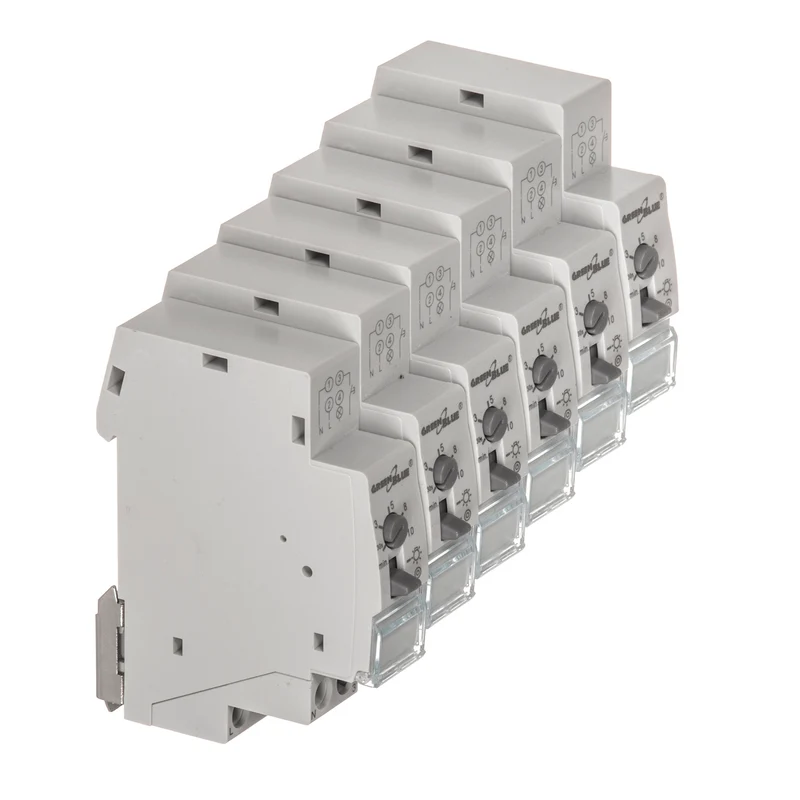 GreenBlue DIN-skenmonterad automatisk trappstyrning, justerbar mellan 30s-10m, max 2300 W, GB114