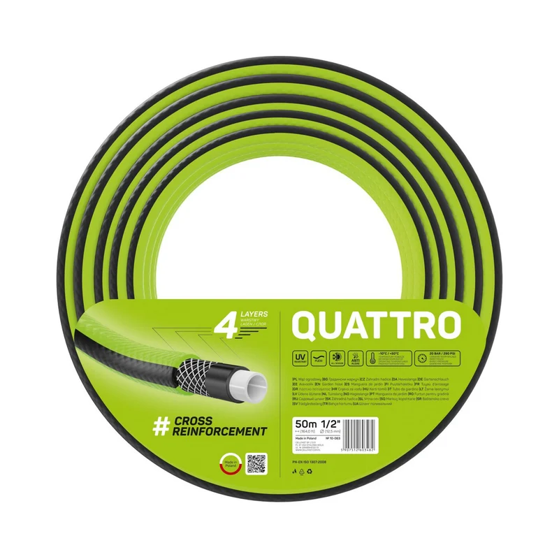 Cellfast Quattro 1/2" trädgårdsslang 50m 4-lagers korsflätad