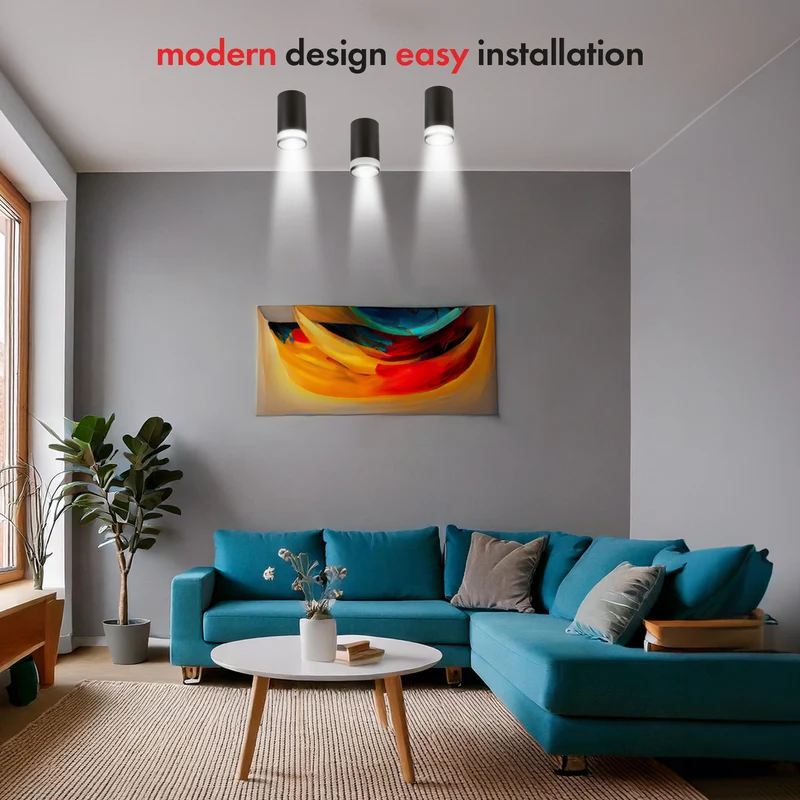 Maclean utanpåliggande armatur/rör, spot, rund, aluminium, GU10, 55x105mm, svart, MCE361 B