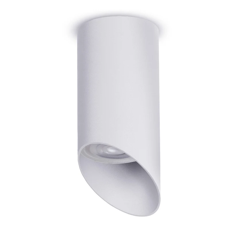 GU10 55x130mm Spotlight in Aluminum, Surface-Mounted, White