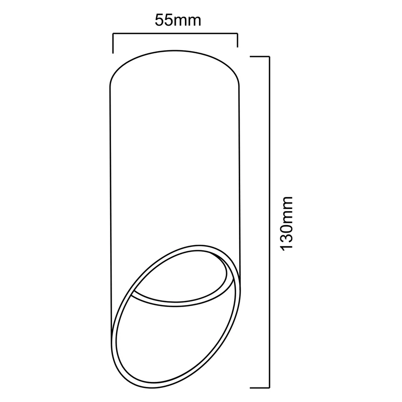 GU10 55x130mm Spotlight in Aluminum, Surface-Mounted, White