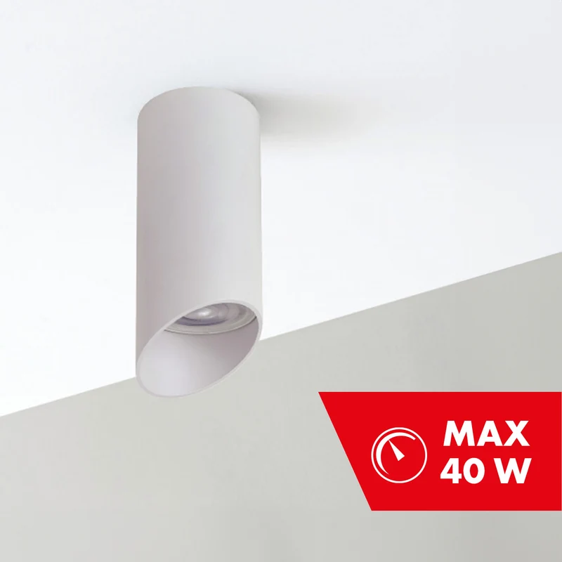 GU10 55x130mm Spotlight in Aluminum, Surface-Mounted, White