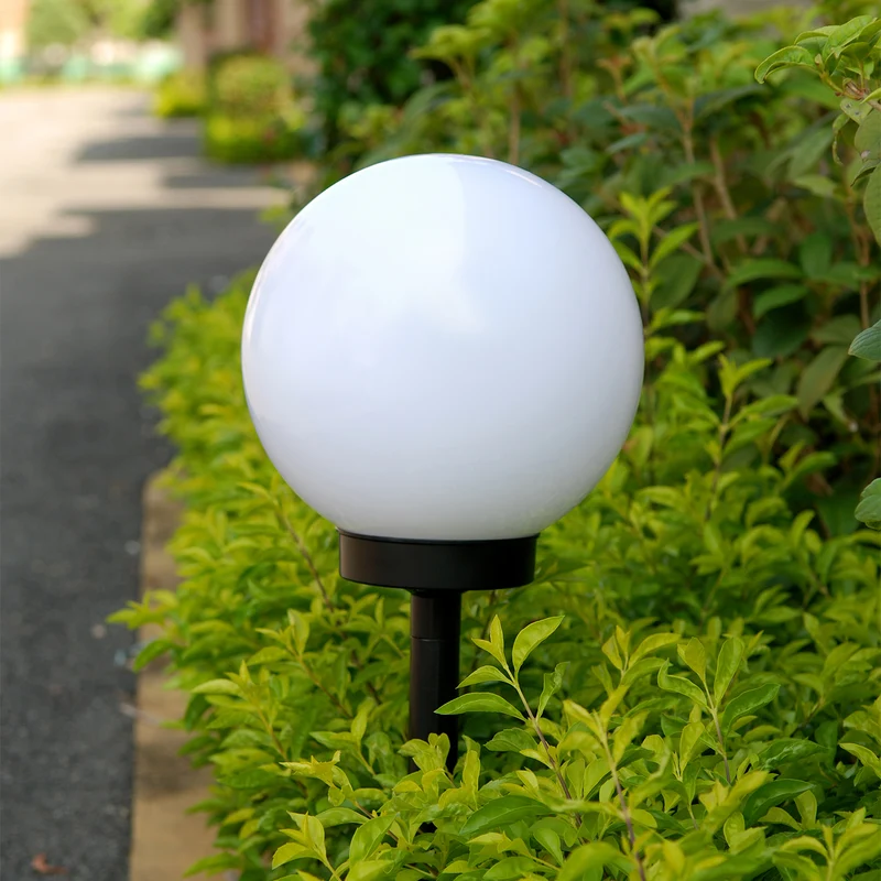 GreenBlue solcellsdriven fristående trädgårdslampa, sfärisk, 15x15x48 cm, vit LED, GB121