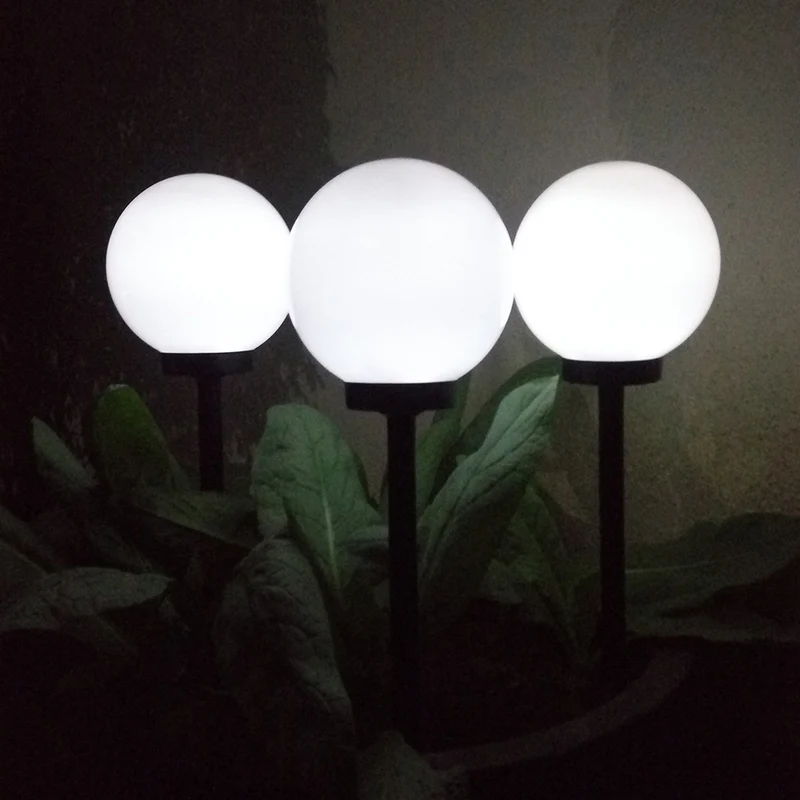 GreenBlue solcellsdriven fristående trädgårdslampa, sfärisk, 15x15x48 cm, vit LED, GB121