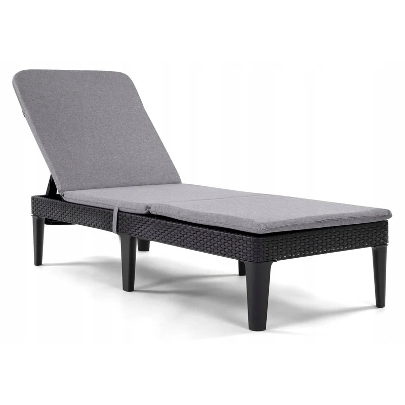 Kudde till solstol Jaipur, grå, tyg S-550, storlek 190x60 cm, två fästsystem, vattentät, kan tvättas i sin helhet, Jaipur Melange S-03