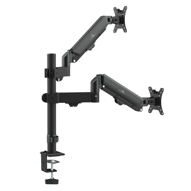 Fäste för 2 Maclean-skärmar, gasfjäder, 17"-32", 2-10 kg, svart, MC-136