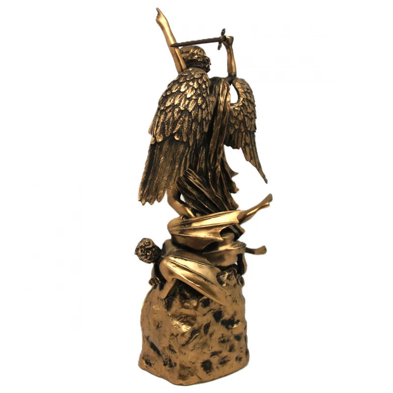 Ärkeängeln Mikael figurin, klocka, religiös skulptur i brons, drottning Isabel