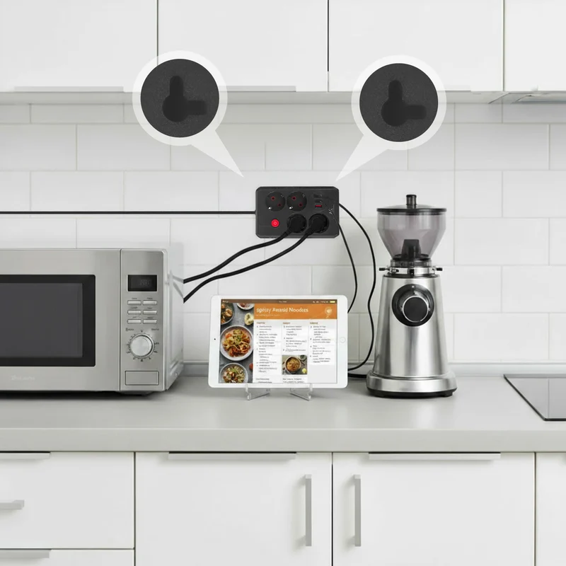 Maclean grenuttag, förlängningskabel 4 uttag + 3xUSB, 110-240V AC 50/60Hz, 2.1A max 2500W, 3m, svart, MCE393 B